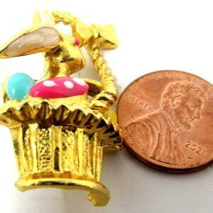 Easter Basket Pin Colored Eggs Enameled Gold Clutch Lapel Hat Bag